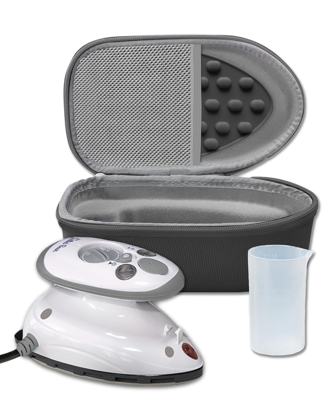 The Quilted Bear Premium Mini Steam Iron - Lightweight Mini Travel Iron for Effortless Quilting & Wrinkle-Free Clothes with Carry Case & Iron Rest Set - Travel Steamer for Clothes & Crafts (Black)