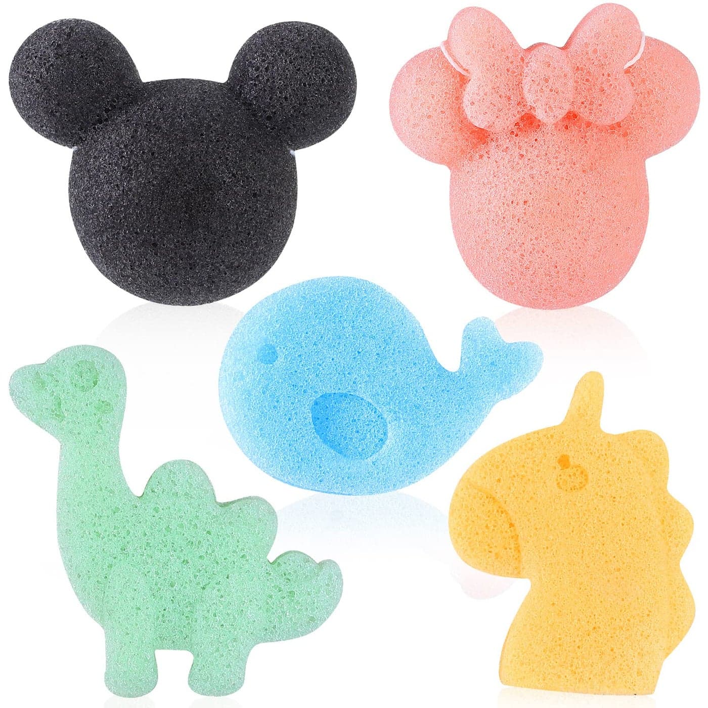 KECUCO Konjac Baby Bath Sponge for Bathing Classic Shapes Natural Bath Sponges for Infants Toddler Newborns Natural and Safe PlantBased Konjac Baby Bath Accessories 5PCS Set1