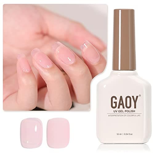 GAOY Sheer Hot Pink Gel Nail Polish 16ml Jelly Milky Pink Translucent Color 1353 UV Light Cure Gel Polish for Nail Art DIY Manicure and Pedicure at Home