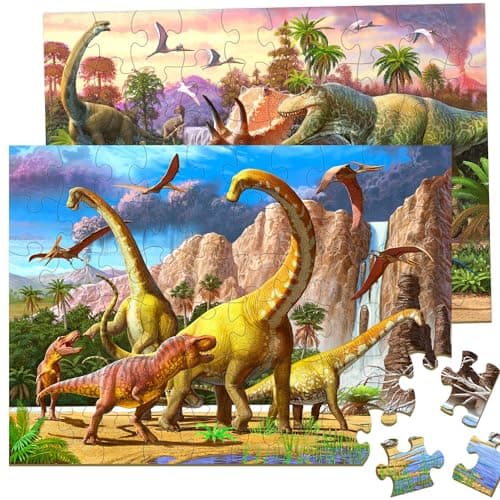 RANSUNN Dinosaur Puzzles for Kids Ages 48 Year Old World of Huge Dinosaurs2 Packs 60 Pieces Jigsaw Puzzle for Toddler Children Learning Educational Puzzles Toys for Boys and Girls