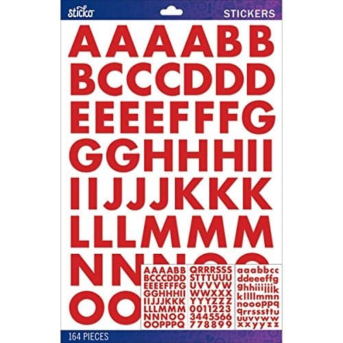 Sticko Large Sticker Alpha-Futura Bold-Red (164 Pieces) 52-90038