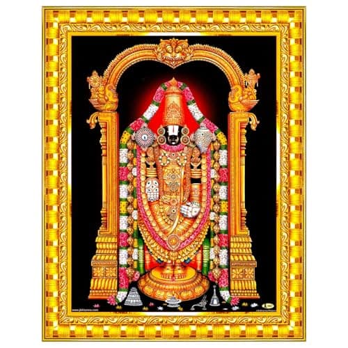Pavan Photo Laminations Tirupati Balaji Lord Venkateshwara Swamy Wall Painting Framed Home Decor (Wood,Acrylic,Gold,Big Size,10x12 Inch) R400M