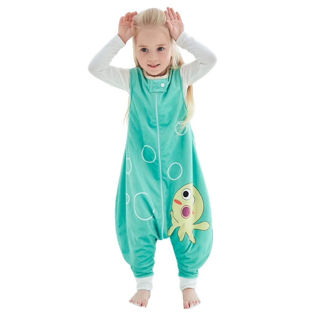 MICHLEY Toddler Sleeping Sack with Feet Newborn Infant Sleeveless Sleeping Bag 2way Zipper Baby Wearable Blanket for WalkersGreen Octopus13T