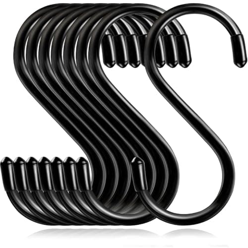 Dapute 6 Pack Heavy Duty S Hooks for Hanging, Non Slip Vinyl Coated S Hook for Hanging Closet,Jeans, Pots, Mugs, Pans, Bird Feeders Kitchen and Large S Hook for Hanging Plants- 5 inch Length
