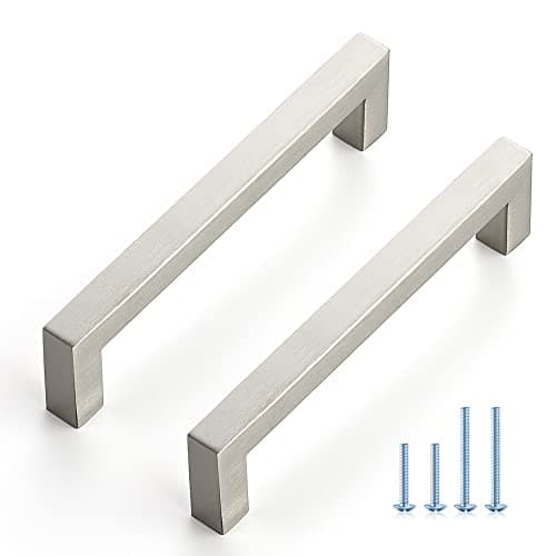 Ravinte 35 Pack Cabinet Handles Square Cabinets Cupboard Handles Brushed Nickel Drawer Pulls Stainless Steel Kitchen Cabinet Pulls Cabinet Hardware Drawer Handles 5 inch Hole Center