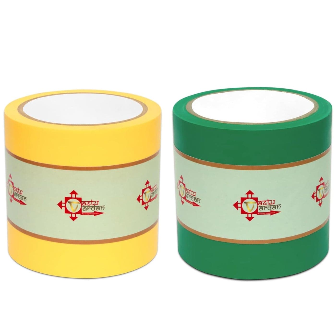 Vastu Vardan Yellow and Green Vastu Correction Tape 4 Inch 96mm Approx Length 20 Meter Approx Toilet Vastu Remedy Pack of 2