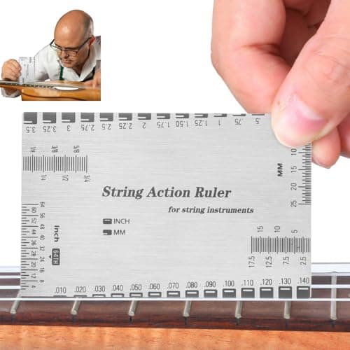 MAKABEE String Action Gauge Ruler, Guitar Height Gauge Set Up Tool, Action Gauge for Electric Bass and Acoustic Guitar, Setup Measuring Tool Kit for Mandolin, Banjo