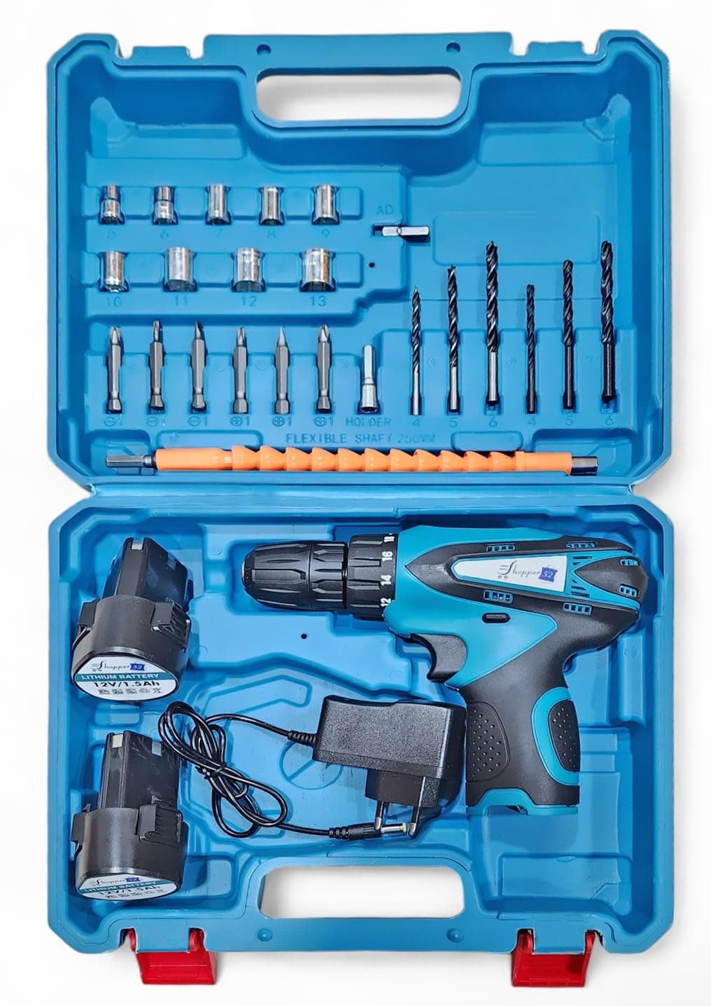 Shopper52 10mm Cordless Drill Machine with 12V Liion Dual Speed Keyless Chuck Drill and Batteries