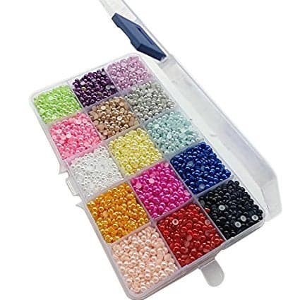 Chenkou Craft 10000pcs Assorted 15 Colors Imitation Half Flatback Pearl Bead 4mm Gem Scrapbook Craft DIY Beads Plastic Box