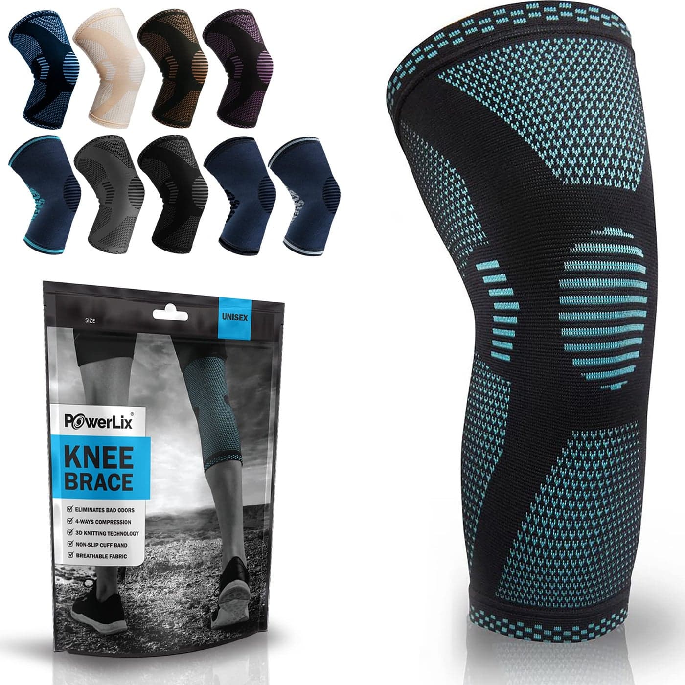 POWERLIX Leg Sleeve Best Knee Brace for Leg Pain for Men Women Knee Support for Running Basketball Volleyball Weightlifting Gym Workout Sports Please Check Sizing Chart