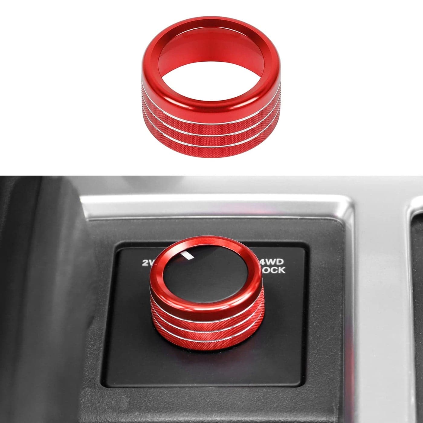 Jimen 4WD Four-Wheel Drive Switch Knob Cover Trim Ring for 2007-2012 Dodge Nitro (Red)
