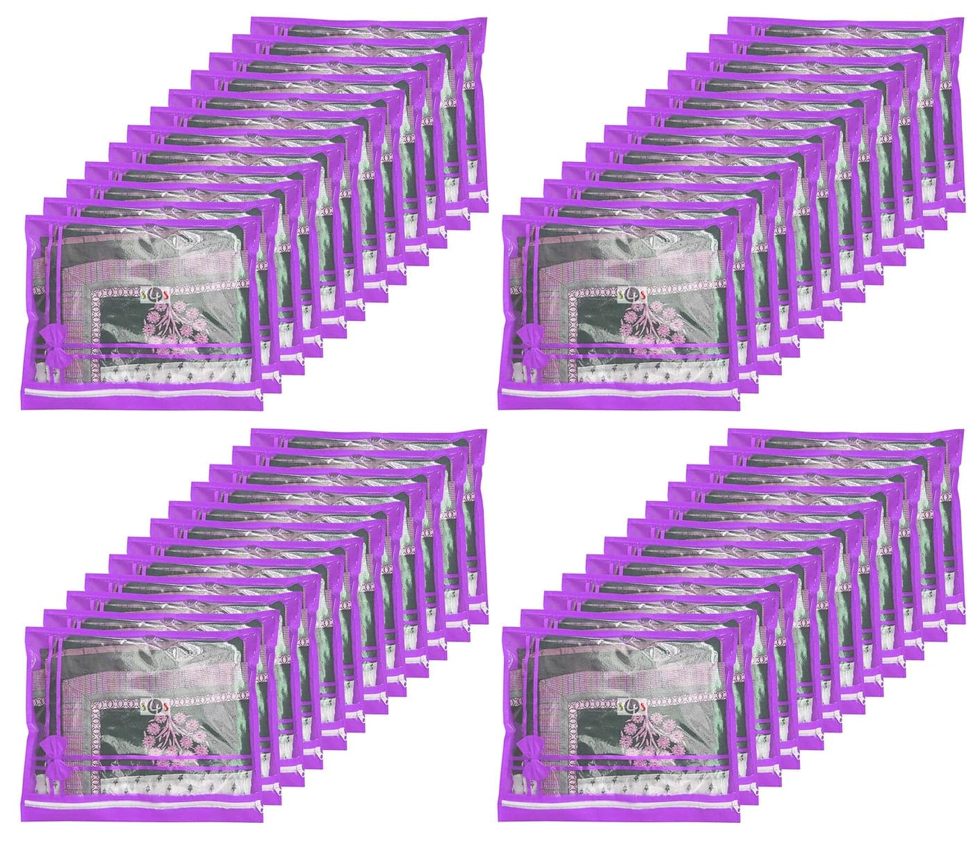 S4S® 48 Piece Non Woven Single Saree Cover (Purple)