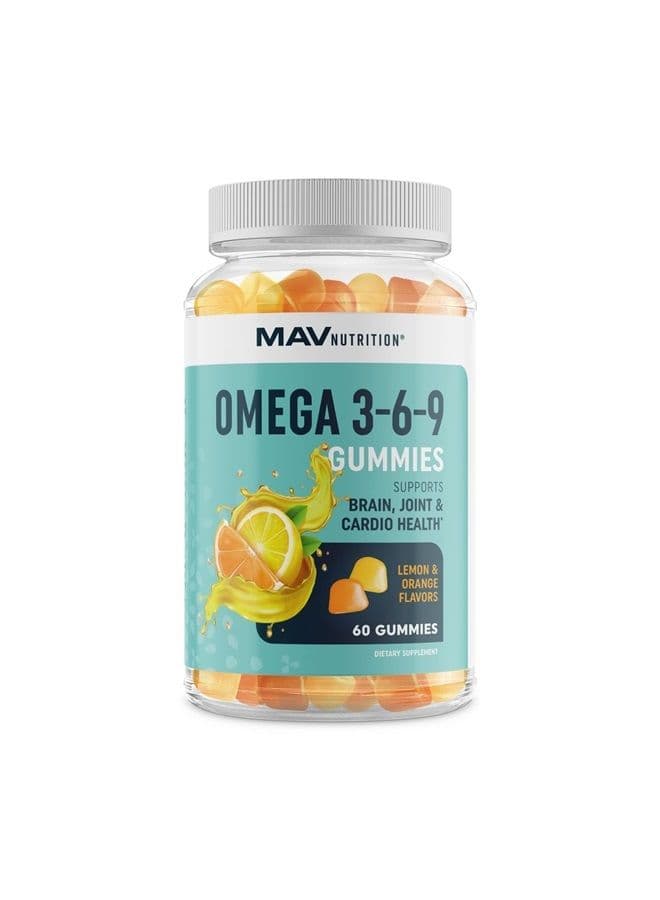 Omega 3 6 9 + DHA Gummies | Plant-Based Triple Omegas from Chia Seed Oil | with 50mg of DHA from Algae | Vegetarian, Non-GMO, Gluten-Free, Essential Fatty Acid Supplements for Adults | 60 Gummies