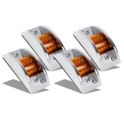 Partsam 4x Sealed Chrome Armored LED Trailer Clearance Light Side Marker Light 12LED Amber