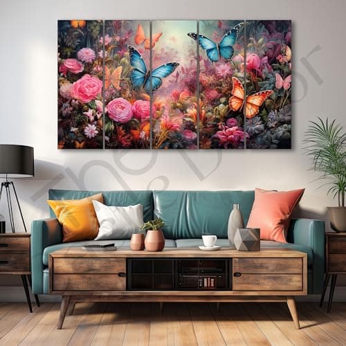 The Castle Decor Butterfly art painting with frame Big Size 27x48 Wall art for living room,Bedroom,Drawing room,Hotels-Wooden Framed-349