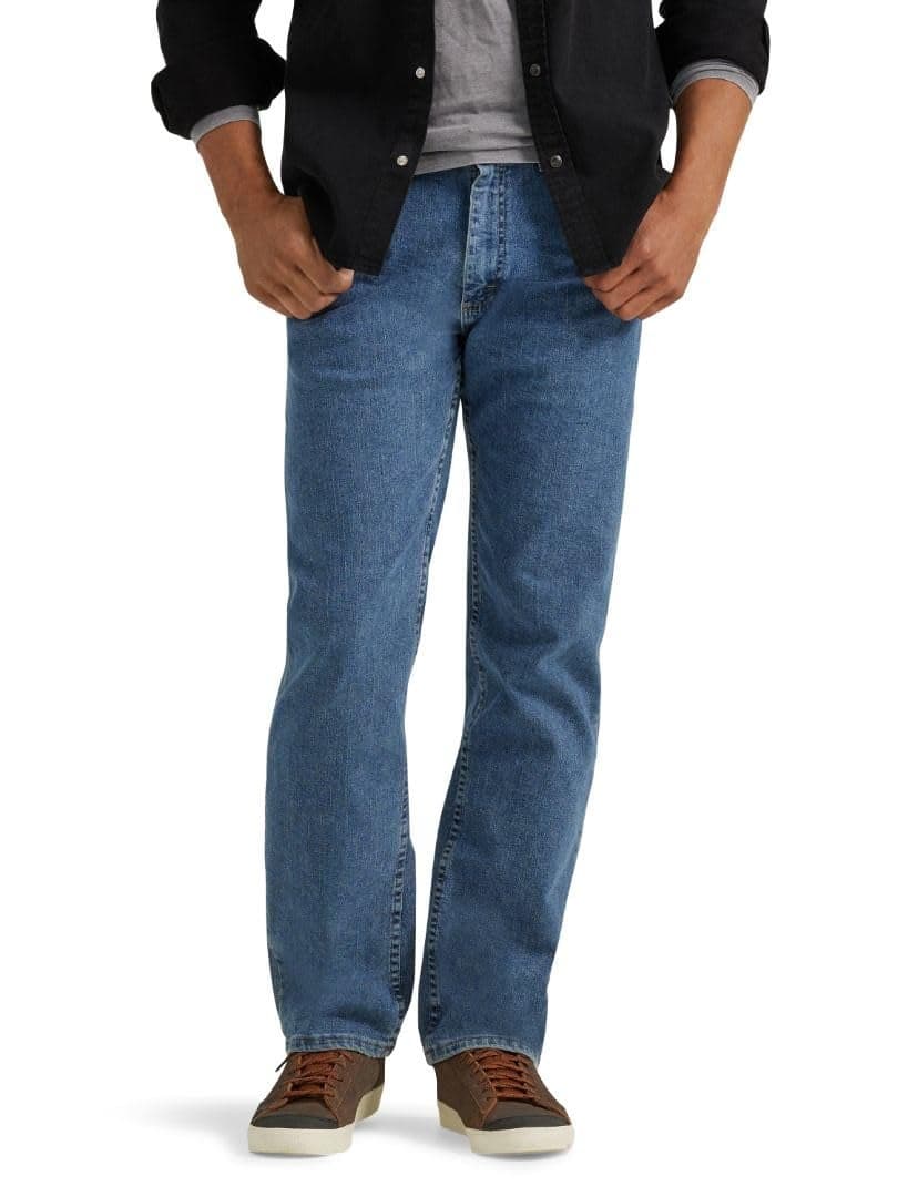 Wrangler Authentics Mens Regular Fit Comfort Flex Waist Jean Light Stonewash 34W x 32L