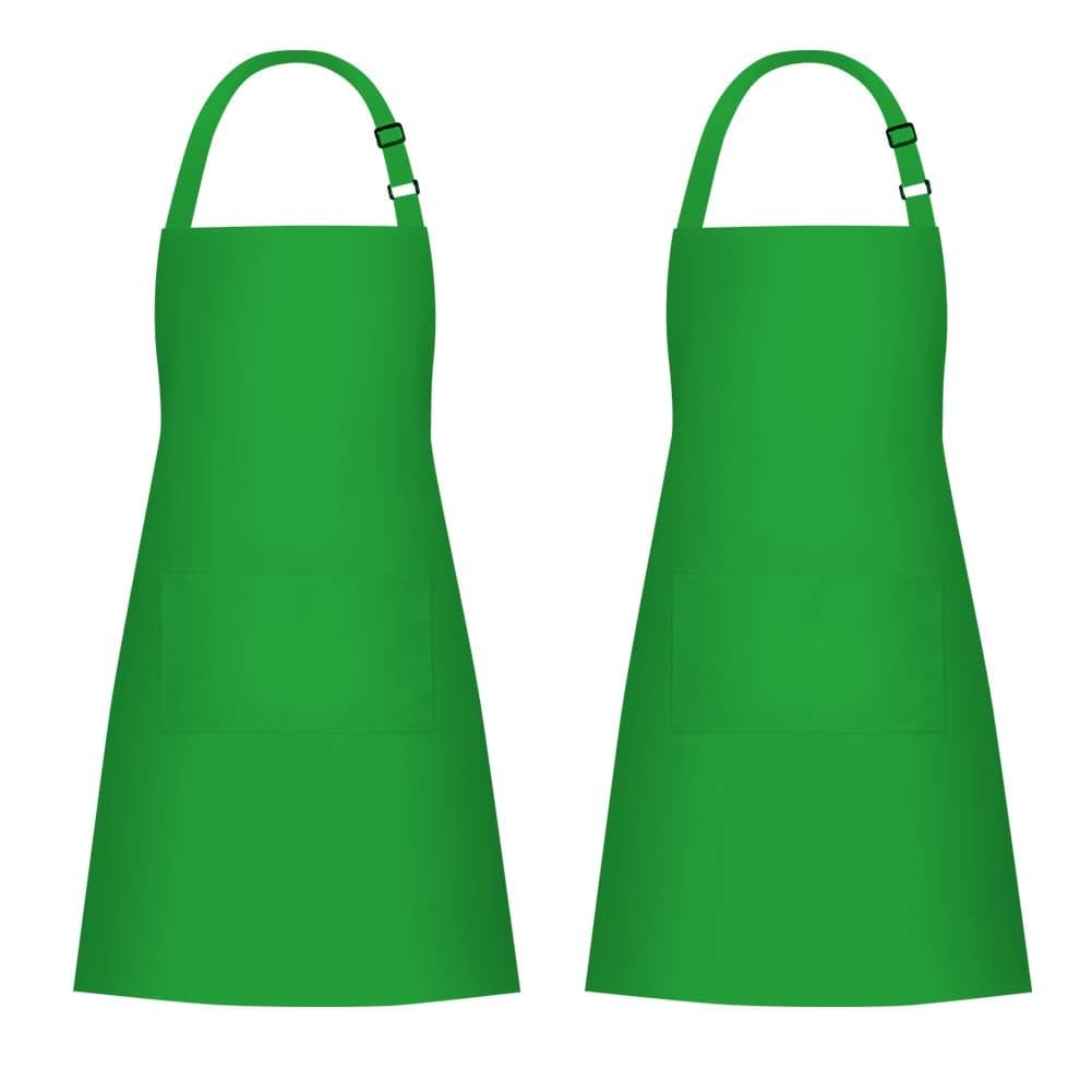 Jubatus 2 Pack Bib Aprons with 2 Pockets Cooking Chef Kitchen Apron for Women Men Green