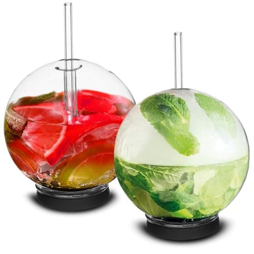 Cocktail Smoker Accessory Smoke Infuser Cocktail Ball 2 pcs Cocktail Ball Glass with Glass Straw for Drink Smoker 12 Oz 350 ml Black