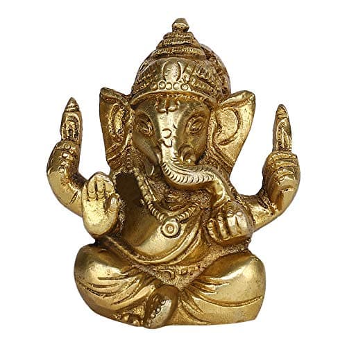 GURU JEE™ Brass Statue Ganpati Long Ear Ganesha Small Idol Murti for Pooja Mandir Gifts