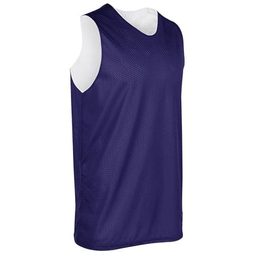 CHAMPRO Men's Standard Zone Reversible Basketball Jersey, Purple, White, Adult X-Large