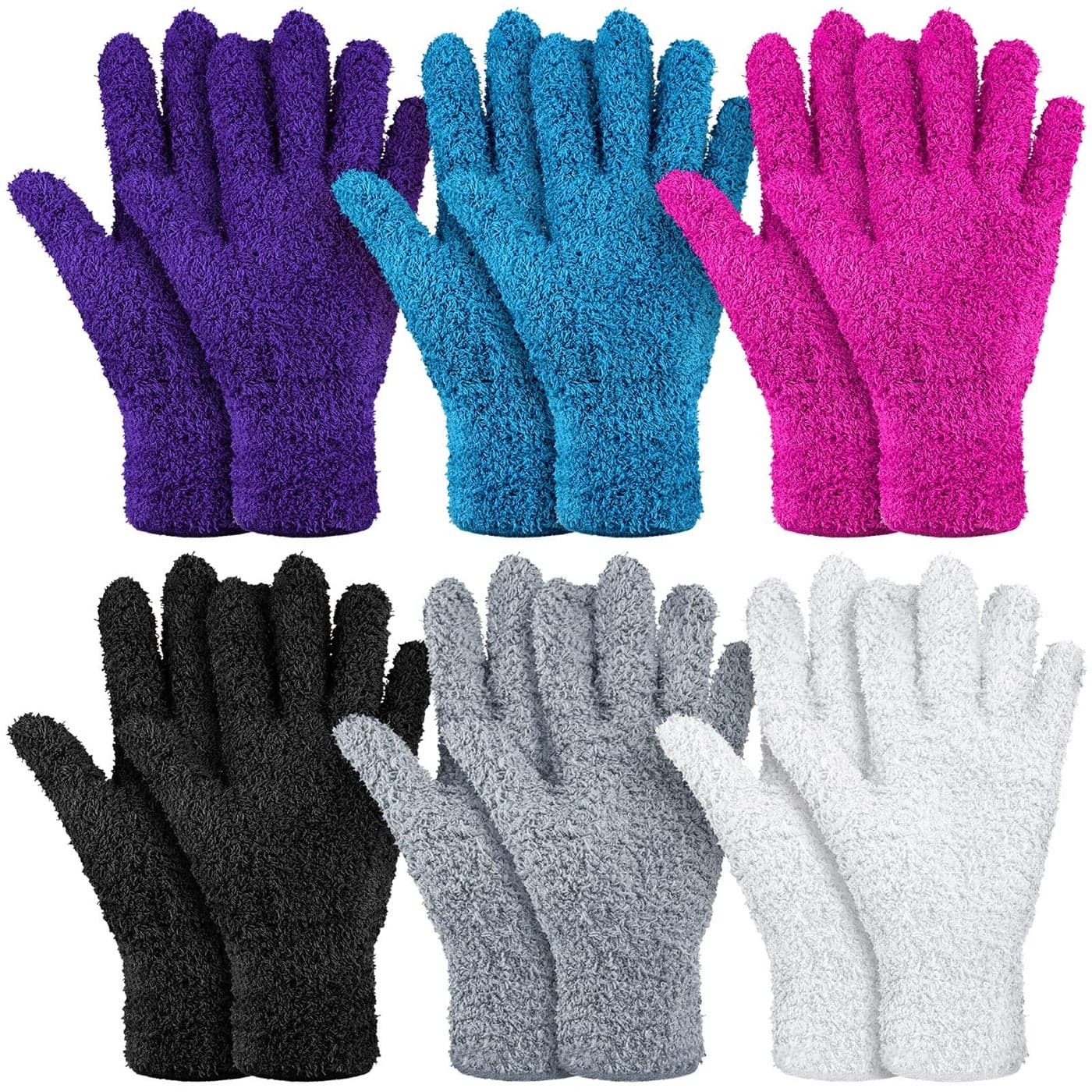 Bencailor 6 Pairs Microfiber Dusting Gloves Dusting Cleaning Gloves Microfiber Gloves for Plants House Blinds Car Dust Mitt Bright ColorMedium
