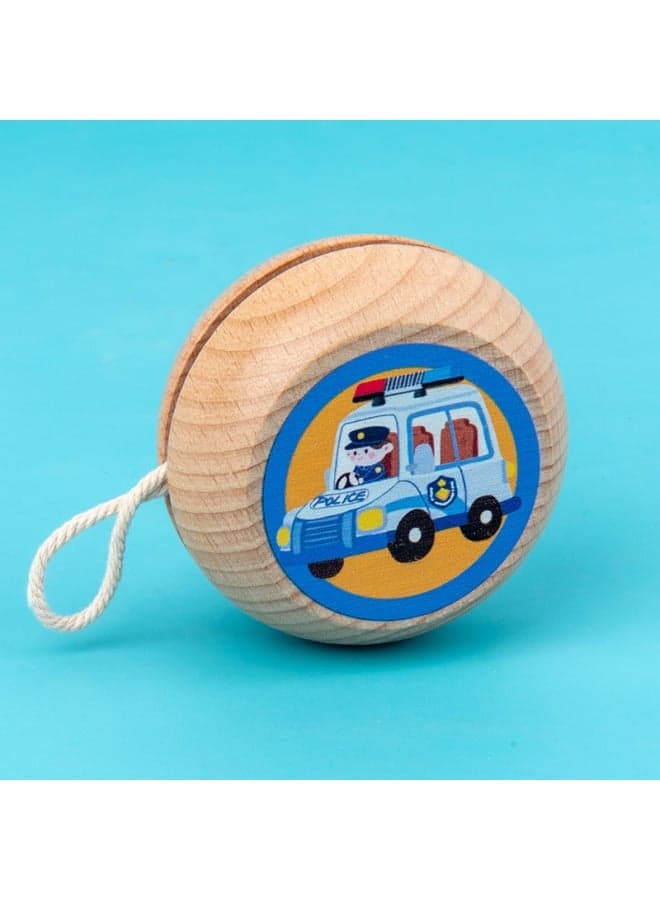 Wooden Yo-Yo Toy for Kids & Boys - Police Car Color - Handcrafted Yoyo Toy - Best Gift for Boys - Durable Wooden Yoyo - Perfect for Beginner Yo-Yo Players - Educational Play Toy -
