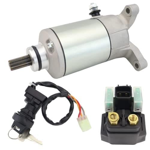 STABSOLI Starter Motor & Solenoid Relay & Ignition Switch for Suzuki Ozark 250 LT-F250 2002-2014 Quadsport 250 LT-Z250 2004-2009 31100-02C10 31100-02C02 31100-35B10 410-54046 18808 SA-102 SA-103
