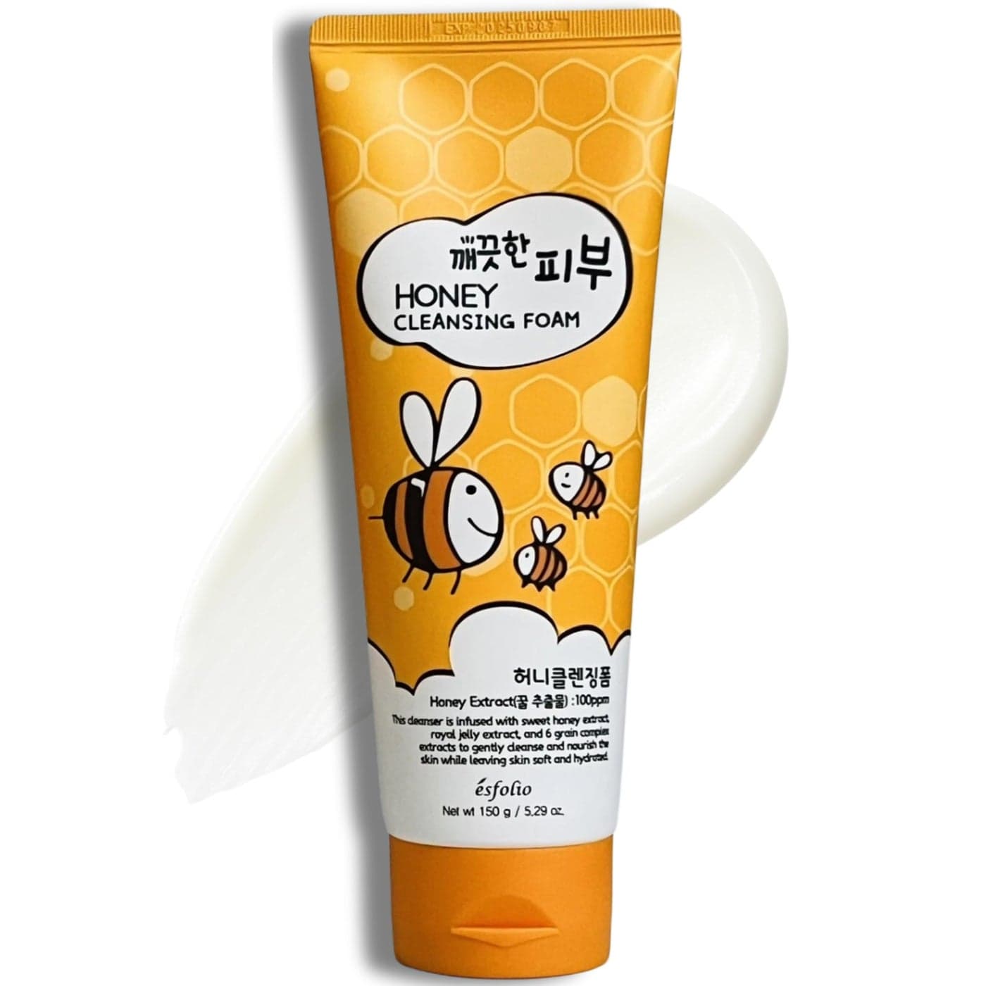 esfolio Honey Cleansing Foam Hydrating Face Wash Dry Sensitive Skin Korean Skincare Cleanser Honey Deep Pore Cleansing Moisturizing Nourishing Facial Cleanser Smooth Skin 529oz 150g
