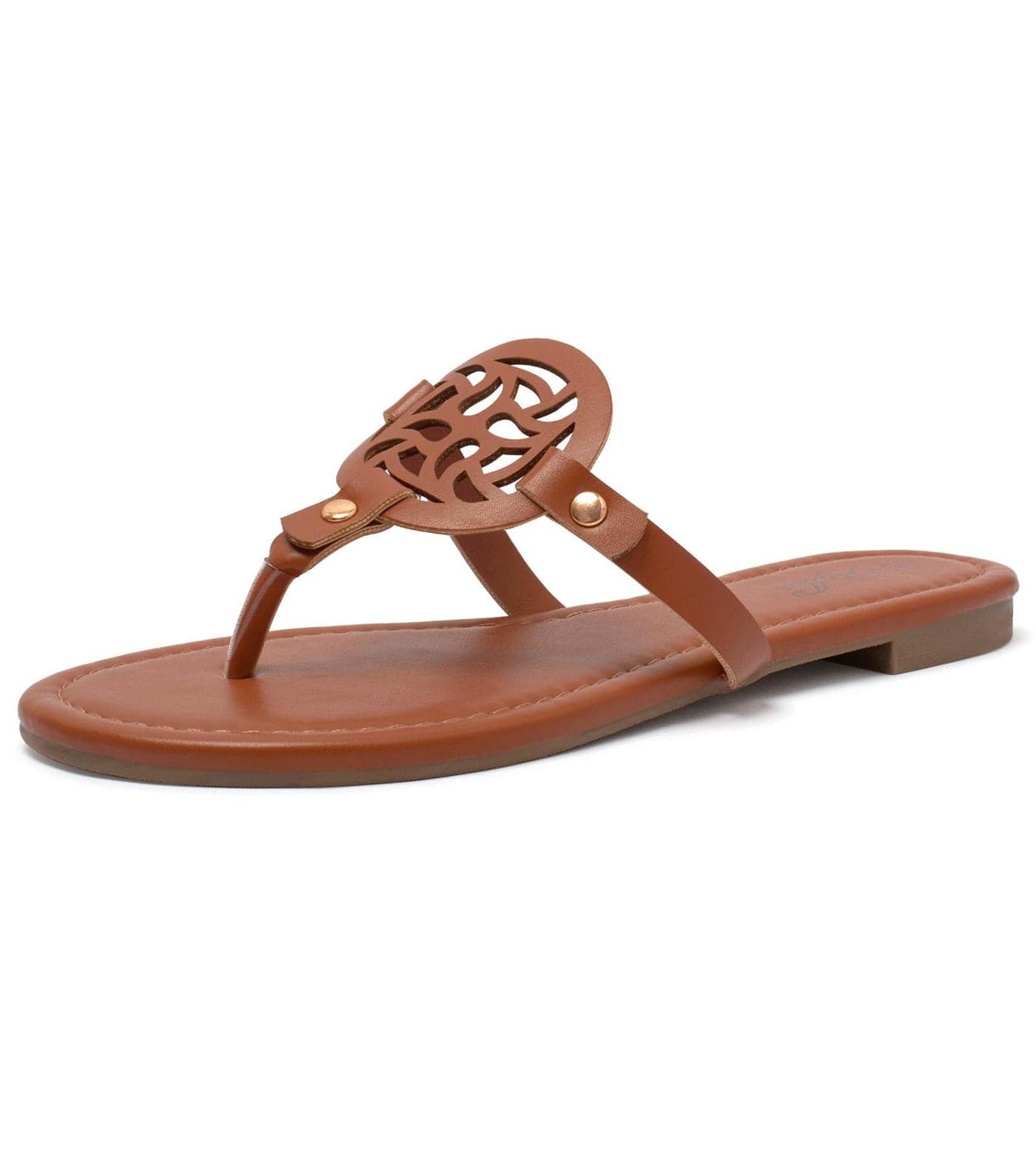 katliu Women's Flat Sandals Flip Flop Sandals Comfortable Dressy Thong Sandals Brown 7.5