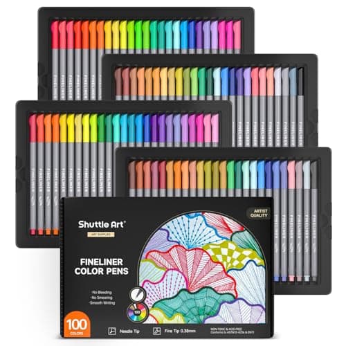 Shuttle Art Fineliner Pens 100 Colors 038mm Fineliner Color Pen Set Fine Line Drawing Pen Fine Point Markers Perfect for Adult Coloring Books Drawing and Journal Art Projects