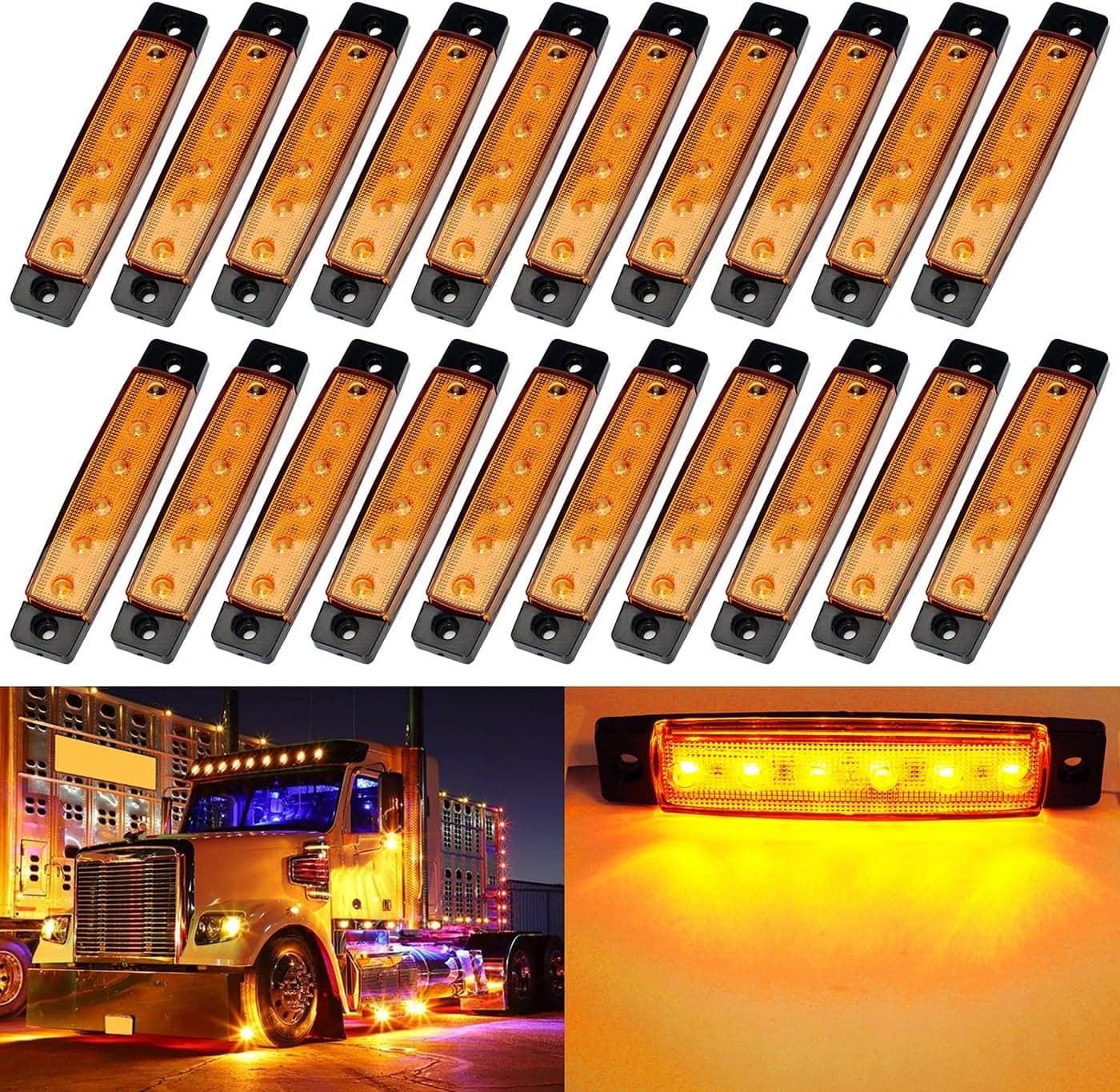 KEING Amber 6 LED Trailer Marker Lights (20 Pack)