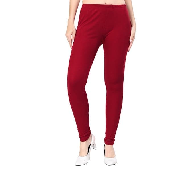 TRASA Women's Slim Fit Ultra Soft Cotton Mid Rise Churidar Leggings - Maroon, Size :- 6XL