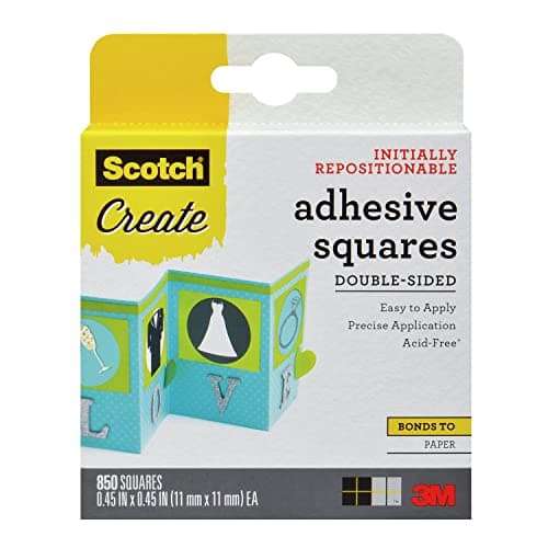 Scotch Adhesive Squares DoubleSided Tape Squares for Crafting Art Gift Wrapping and More 045inby045in 850 Total