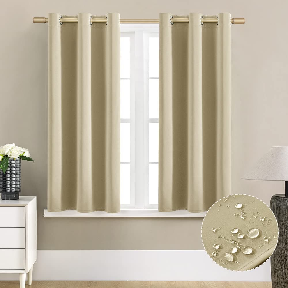 XTMYI 2 Panels Grommet Short Curtains for BedroomThermal Insulated Heat Refletive Sun Blocker Neutral Bay Window Curtains Living Room48 Inch LengthBeige