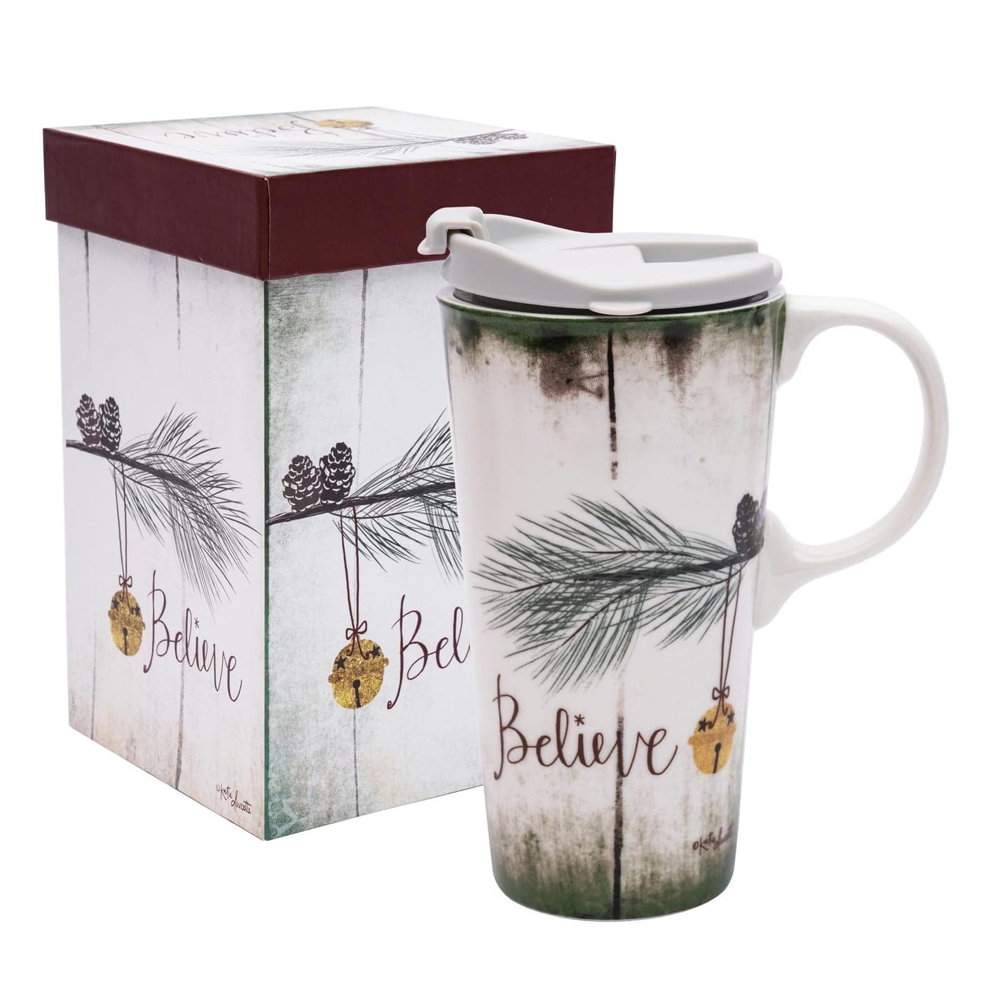 Topadorn Christmas Ceramic Mugs with Gift Box Porcelain Coffee Cup Latte Mug with Spillproof Lid for ChristmasWinter Truck