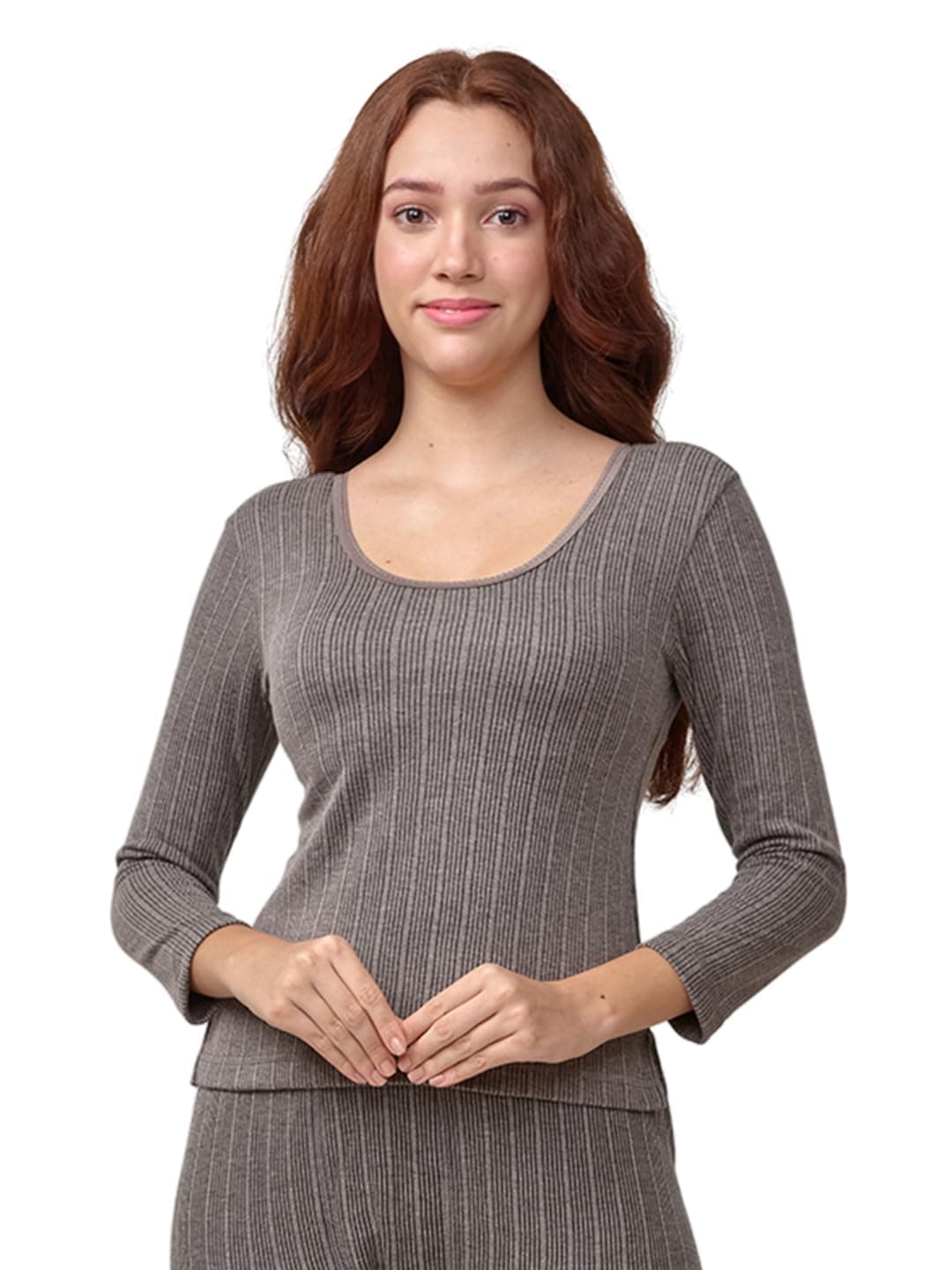 Lux Inferno Cotton Women's Regular Fit Thermal Top Charcoal Melange 90