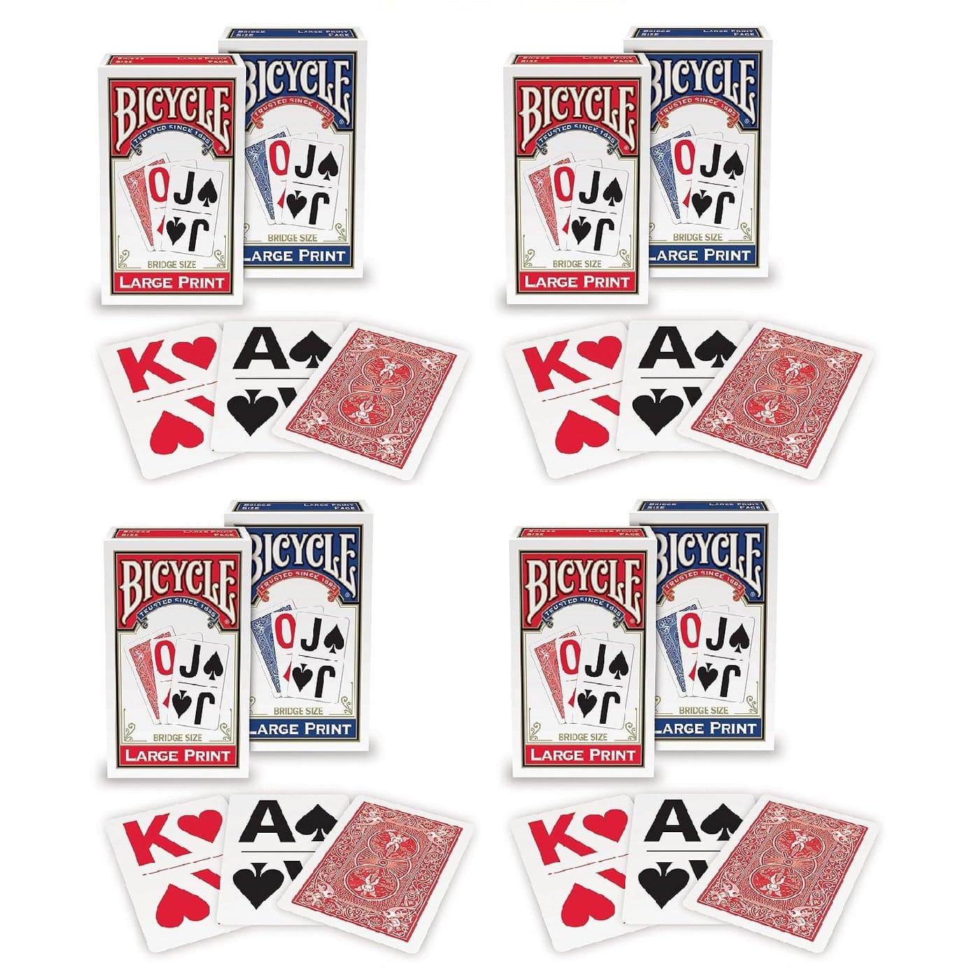 Bicycle Large Print Playing Cards 4Pack