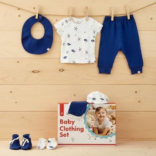 StarAndDaisy New Born Baby Clothes 0-6 Months Gift Set of 8 / Soft Pure Cotton Baby Gifts Newborn/Perfect Newborn Baby Gift Set for Boys & Girls