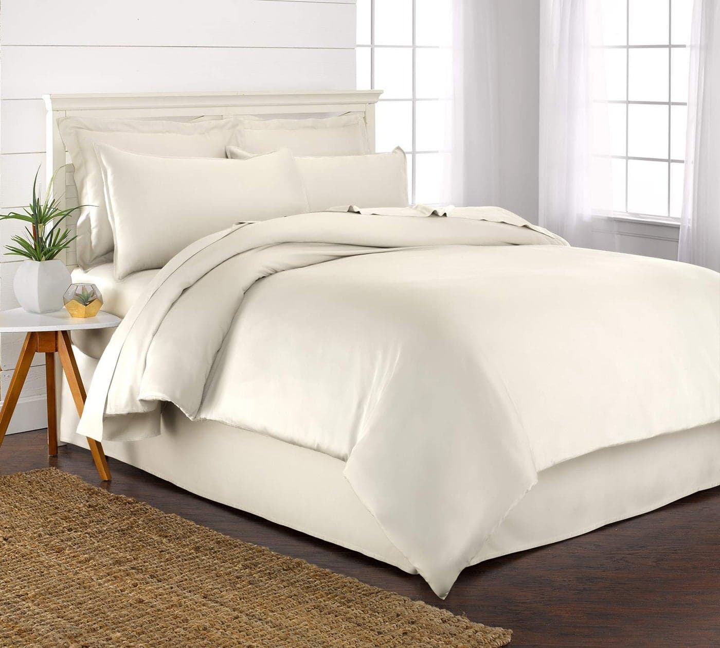 Queen Duvet Cover by Pure Bamboo 3 Piece Set Genuine 100 Organic Viscose Derived from Bamboo Luxuriously Soft and Cooling 2 Pillowcases Queen Ivory