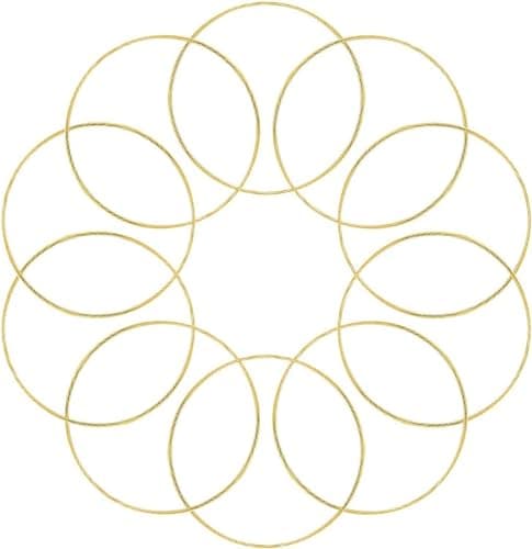 Coceca 10pcs 6 Inch Gold Metal Rings for Crafts Dream Catcher Ring, Metal Hoops for Dream Catcher and Crafts Centerpiece Table Decorations