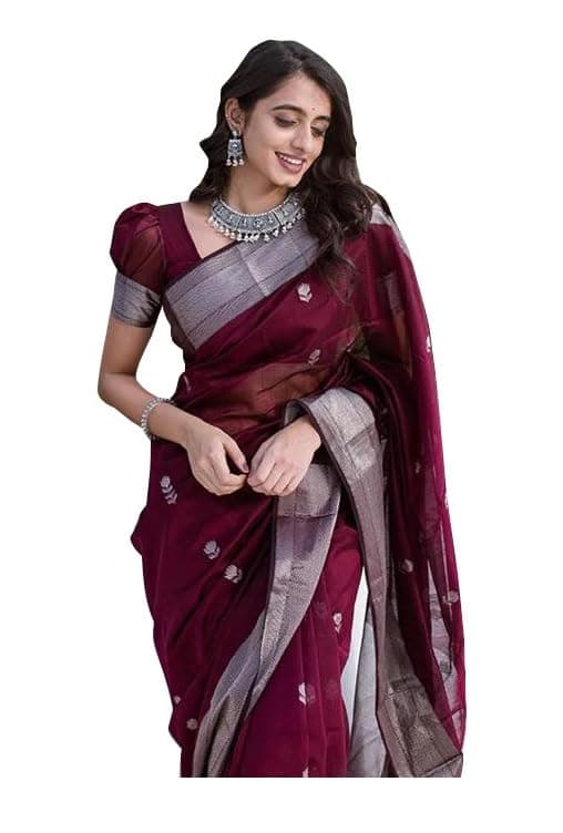 Avantika Fashion Women's Soft Cotton Linen Saree With Blouse Piece