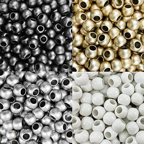 300 Acrylic Large Hole Beads for Crafts 10mm x 12mm Acrylic Barrel Beads with 57mm Large Hole Black Tie Matte Assortment