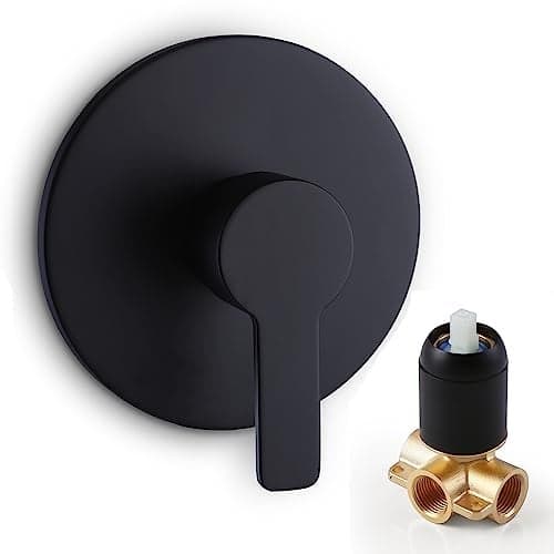 DOLGABA Shower Valve Handle Bathroom Shower Mixer Valve Kit, Wall Mount Rough-in Tub Shower Control Valves Round 1 Way Single Function, Female Thread, Matte Black