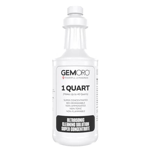 GemOro Jewelry Cleaner Solution Concentrate for Ultrasonic Machines | Professional Performance Liquid Cleans Rings Watches Glasses Earrings & Coins | Compatible with Diamond Gold & Silver (1 Quart)