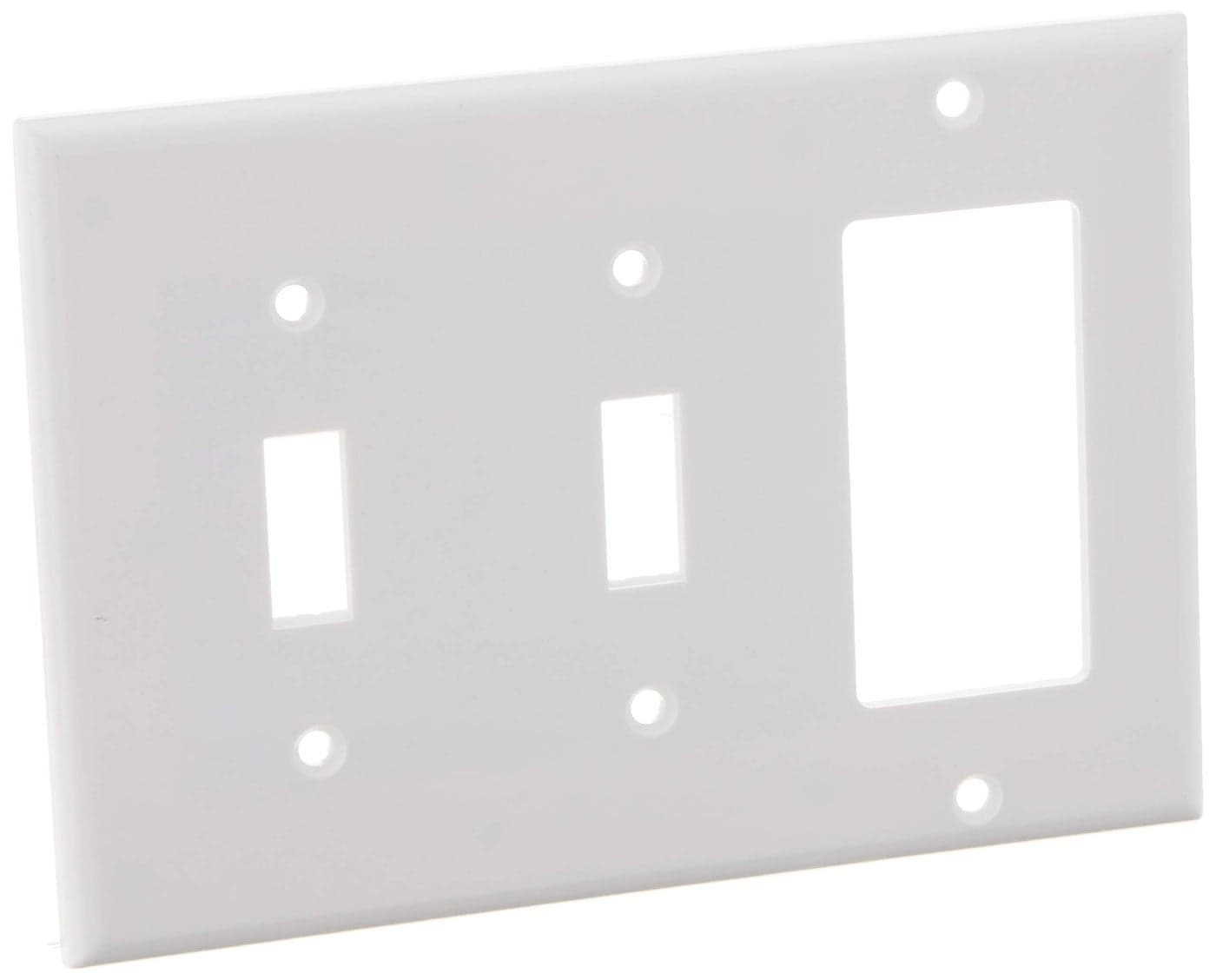 Leviton 2-Toggle 1-Decora/GFCI Device Combination Wallplate, 80421-W, White