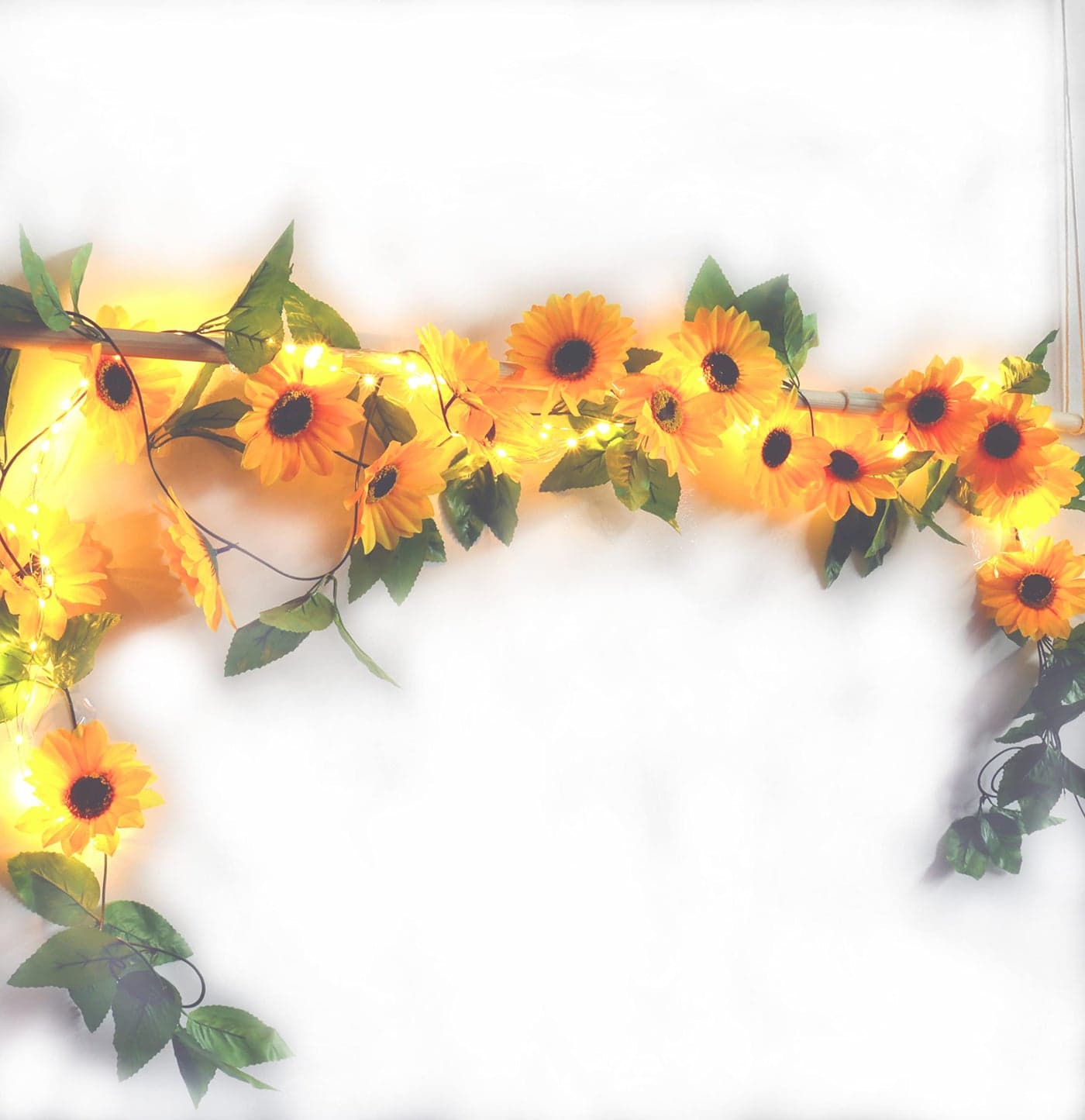 2 Pack 88FT Artificial Sunflower Garland with 100 LED Fairy String LightsFake Vines Faux Sunflowers Hanging Garland Silk Flowers Hanging Plant for IndoorOutdoorWeddingWallBirthday Party
