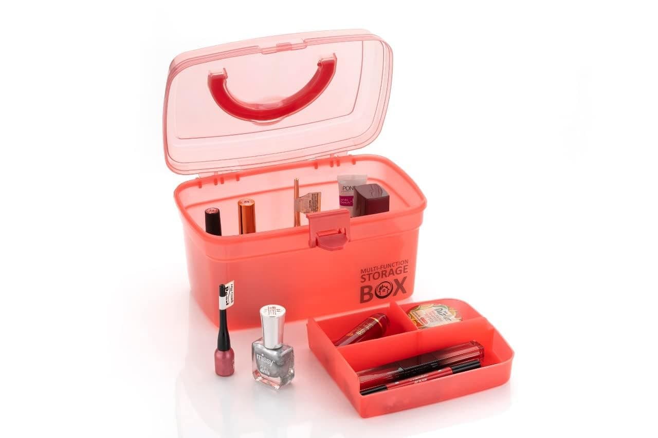 SHUTTLE ART Multi-Purpose Stationary Box Plastic Storage Tool Box Case Portable 2 Layer Compartment Medicine Organizer Family Emergency First Aid Kit Medicine Box(S-Medical Storage Box-Red)