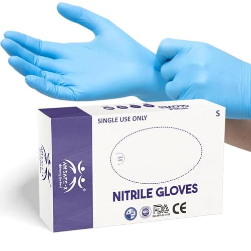 AM SAFE-X delivering the best Disposable Blue Nitrile Examination Gloves (50, Smallpack Of 1)