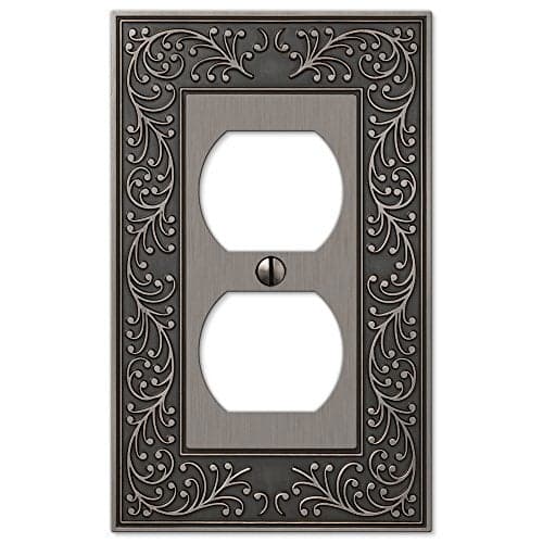 Amerelle 43DAN English Garden Single Duplex Cast Metal Wallplate English Garden Single Duplex Antique Nickel