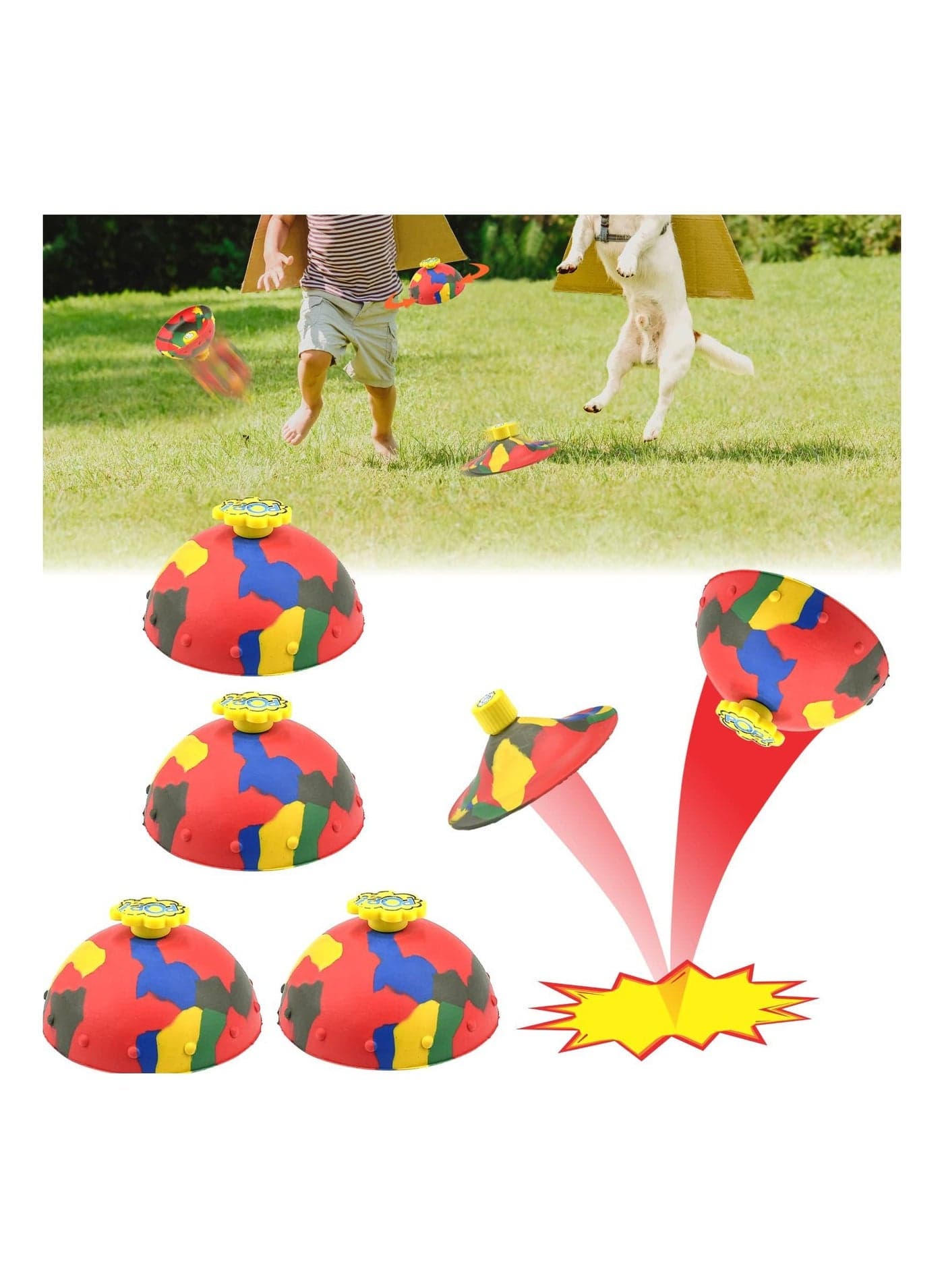 4 Pcs Camouflage Bouncing Bowl Fidget Toys for Kids - Creative Spinning Stress Relief Balls, Outdoor Sports Game, Novelty Bounce Balls with Finger Toys, Kids' Camouflage Bounce Toy